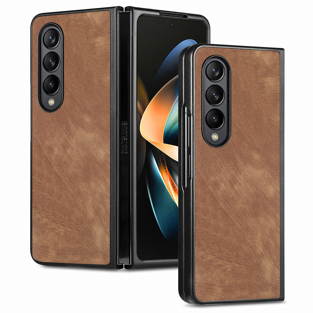 For Samsung Galaxy Z Fold4 5G Phone Case PU Leather PC Retro Texture Cover with Tempered Glass Film For Samsung Galaxy Z Fold4 5G Phone Case PU Leather PC Retro Texture Cover with Tempered Glass Film